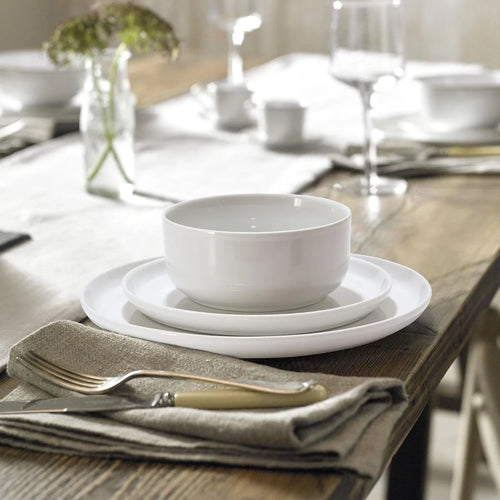 12 Pieces Porcelain Dinnerware Set, Modern Serving Plates and Bowls Sets, Premiu